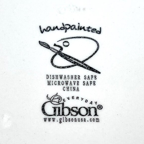 Handpainted Gibson Everyday Ceramic Salad Plates Set Of 2 9" Rainbow Stripes EUC - Picture 3 of 6